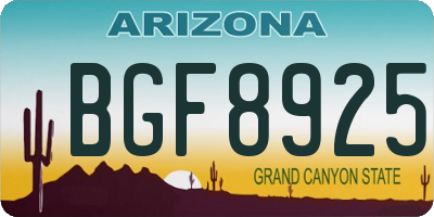 AZ license plate BGF8925