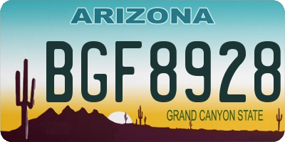 AZ license plate BGF8928