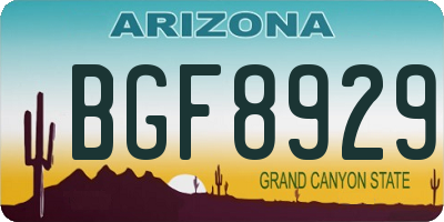 AZ license plate BGF8929