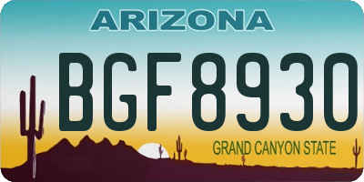 AZ license plate BGF8930