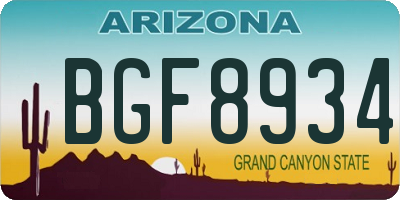 AZ license plate BGF8934