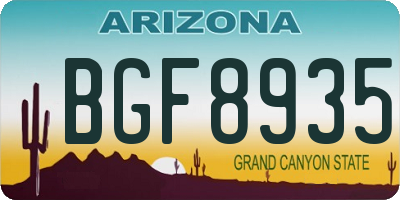 AZ license plate BGF8935