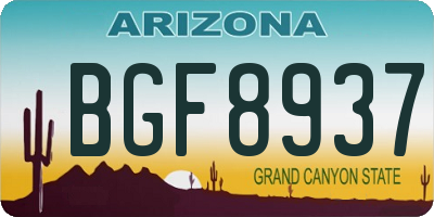 AZ license plate BGF8937