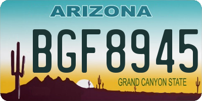AZ license plate BGF8945