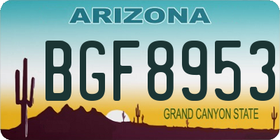 AZ license plate BGF8953