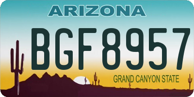AZ license plate BGF8957