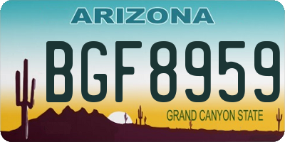 AZ license plate BGF8959