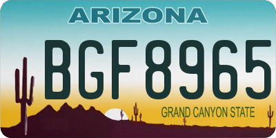 AZ license plate BGF8965