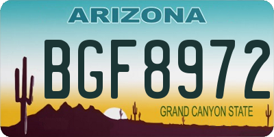AZ license plate BGF8972