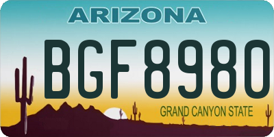 AZ license plate BGF8980