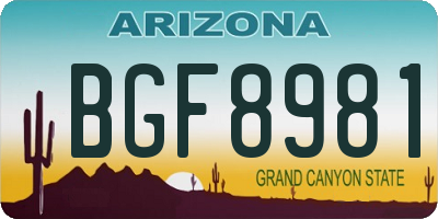 AZ license plate BGF8981