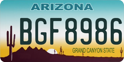 AZ license plate BGF8986