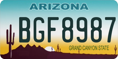 AZ license plate BGF8987