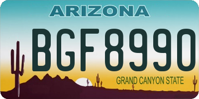 AZ license plate BGF8990