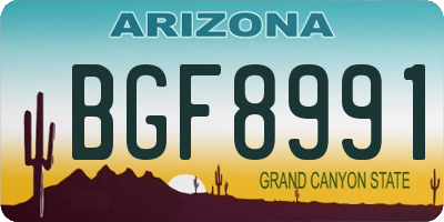 AZ license plate BGF8991
