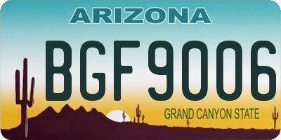 AZ license plate BGF9006
