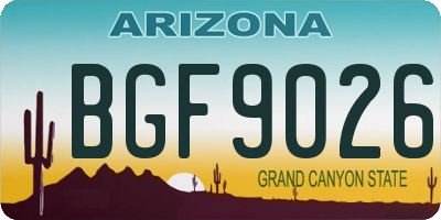 AZ license plate BGF9026