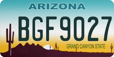 AZ license plate BGF9027