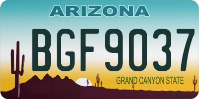 AZ license plate BGF9037