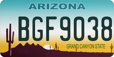 AZ license plate BGF9038