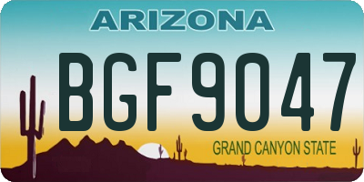 AZ license plate BGF9047