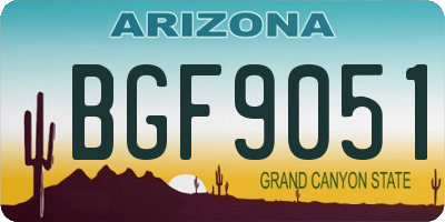 AZ license plate BGF9051