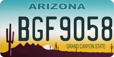 AZ license plate BGF9058