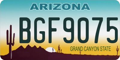AZ license plate BGF9075