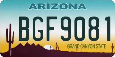 AZ license plate BGF9081