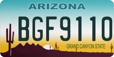 AZ license plate BGF9110