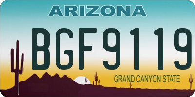 AZ license plate BGF9119