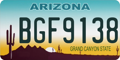 AZ license plate BGF9138