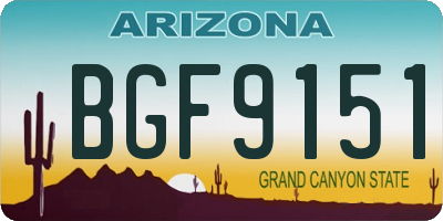 AZ license plate BGF9151