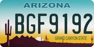 AZ license plate BGF9192