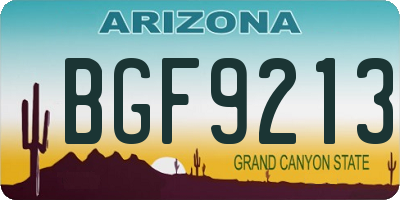 AZ license plate BGF9213