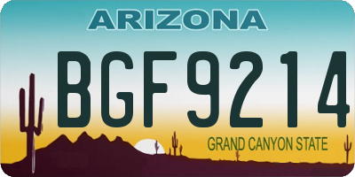 AZ license plate BGF9214