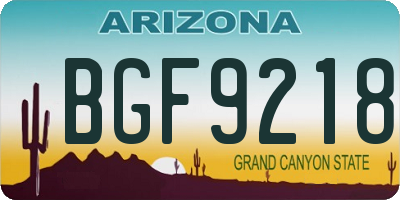 AZ license plate BGF9218