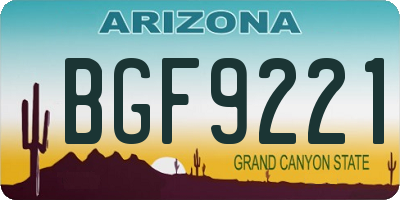 AZ license plate BGF9221