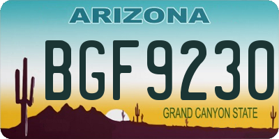 AZ license plate BGF9230