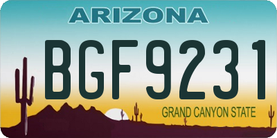 AZ license plate BGF9231