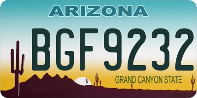 AZ license plate BGF9232