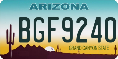 AZ license plate BGF9240