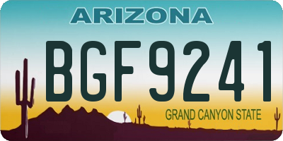 AZ license plate BGF9241