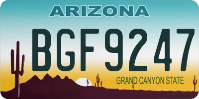 AZ license plate BGF9247