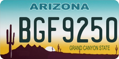 AZ license plate BGF9250