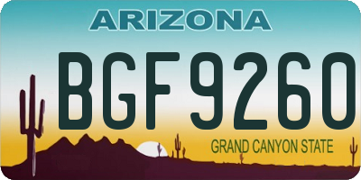 AZ license plate BGF9260