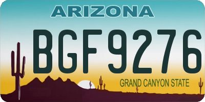 AZ license plate BGF9276