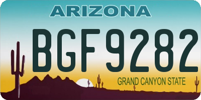 AZ license plate BGF9282