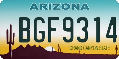 AZ license plate BGF9314