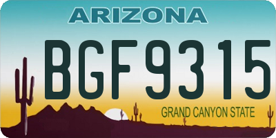 AZ license plate BGF9315
